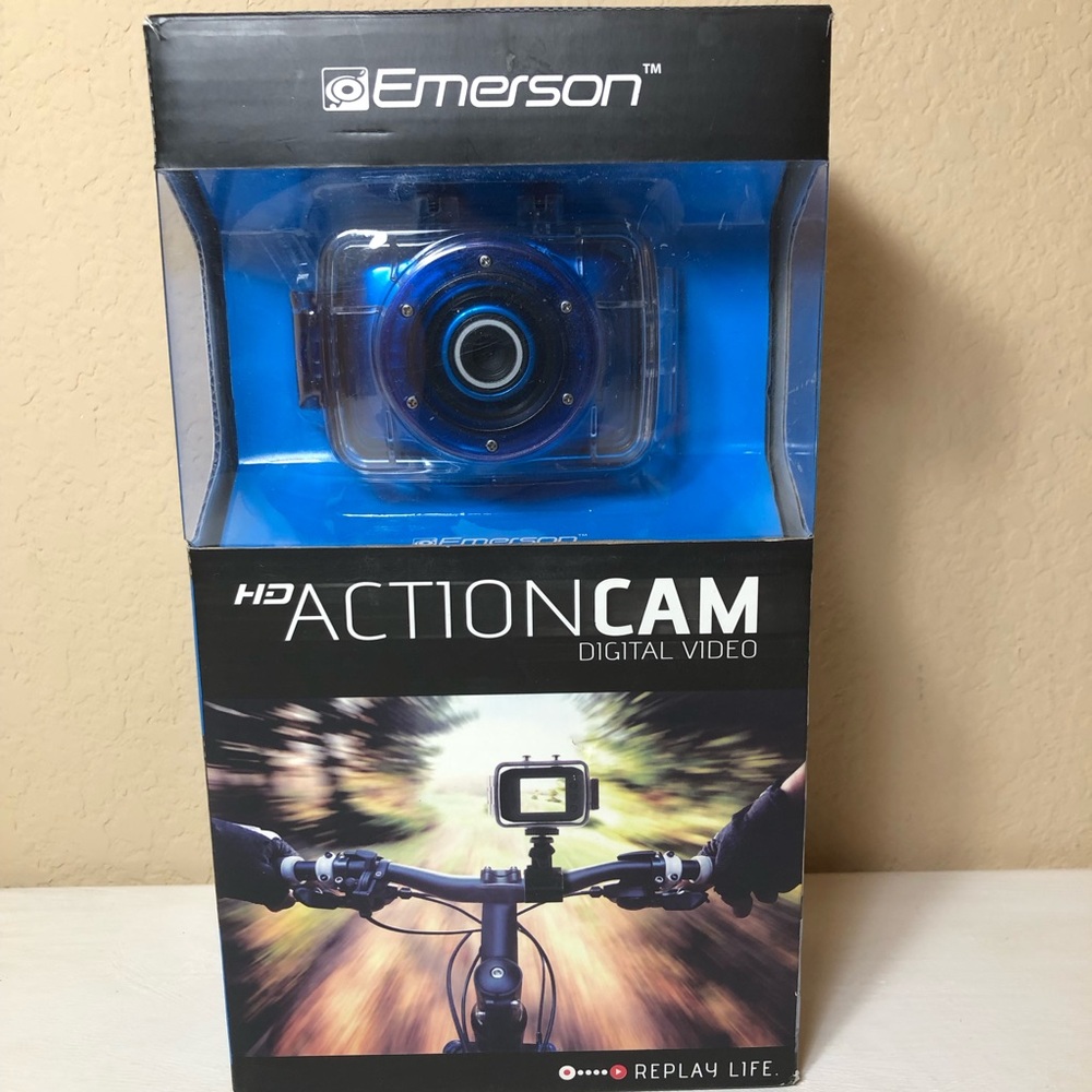 Emerson HD Action Cam Digital Video Camera, Blue, New In Package,